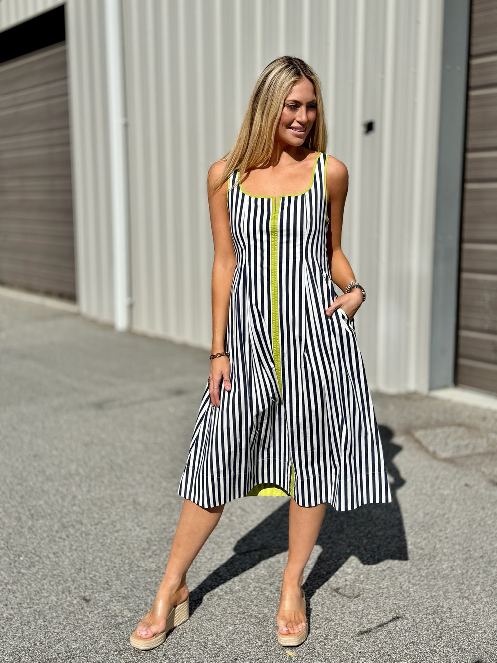 Palmetto Stripe Midi
