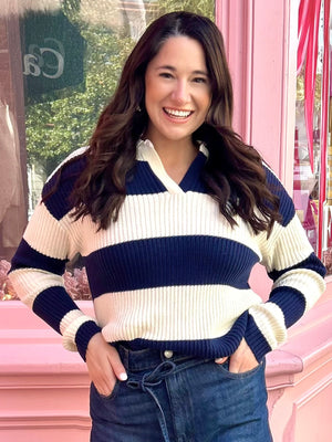 Navy Stripe Polo Shirt