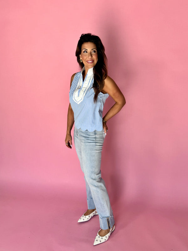 Salem Blue Stripe Top