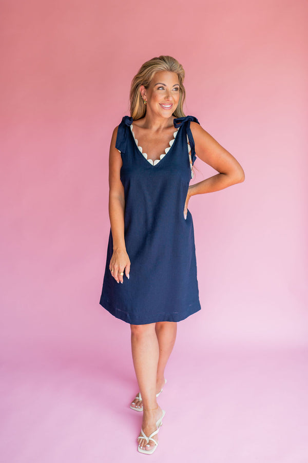 Navy Ramona Tie Strap Dress