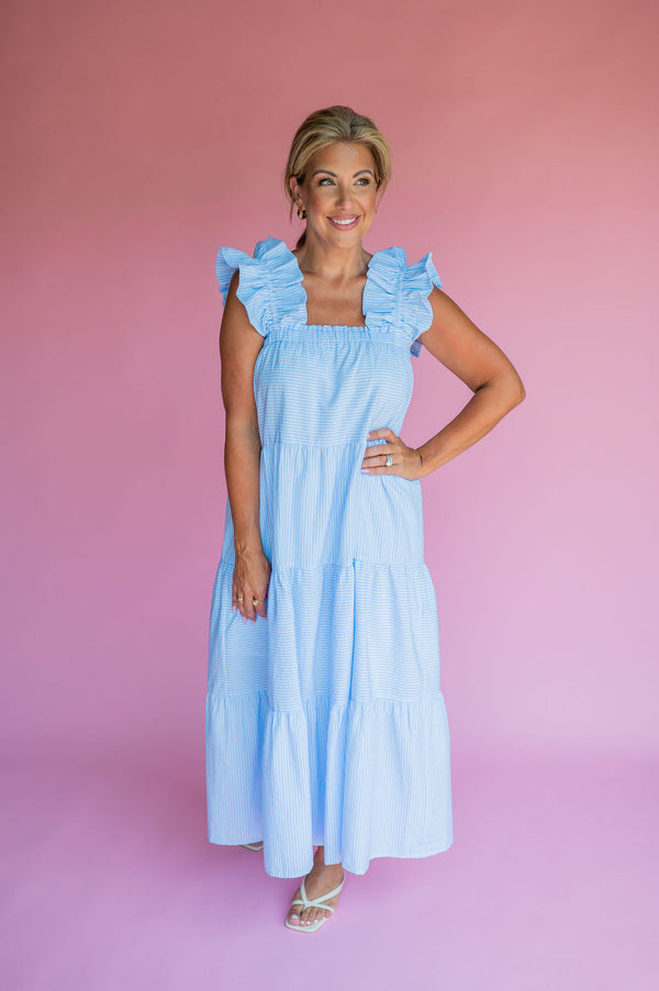 THML Light Blue Seersucker Dress