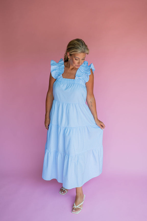 THML Light Blue Seersucker Dress