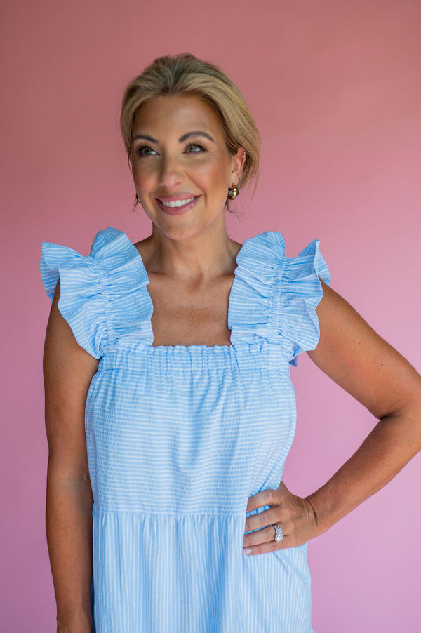 THML Light Blue Seersucker Dress
