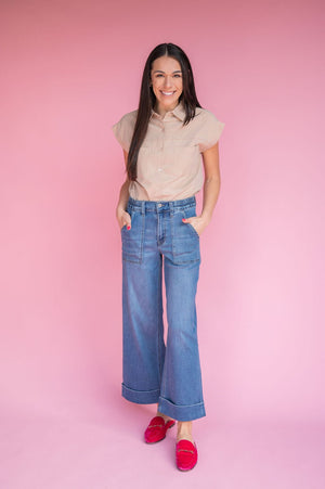 Taupe Button Down - Southern Fuss
