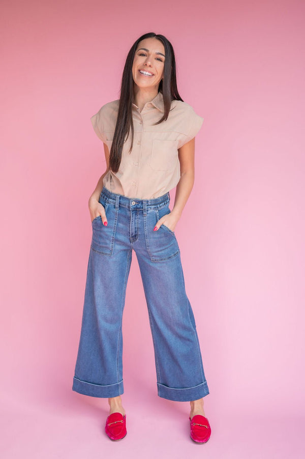 Taupe Button Down - Southern Fuss