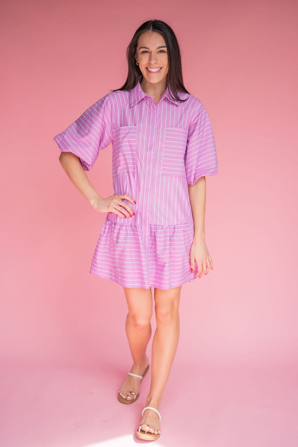 Lavender Poplin Stripe Dress - Southern Fuss