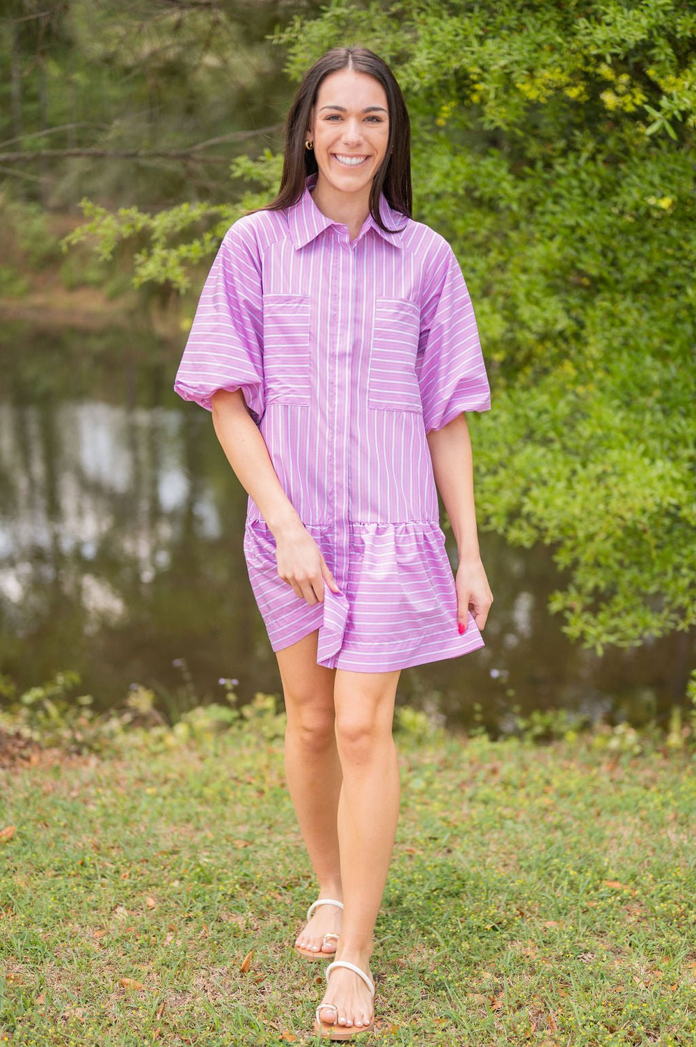 Lavender Poplin Stripe Dress - Southern Fuss