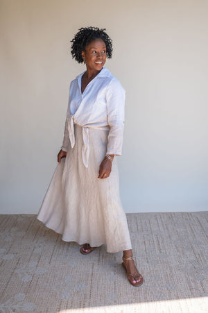 Crinkle Linen Midi Skirt - Beige - Southern Fuss