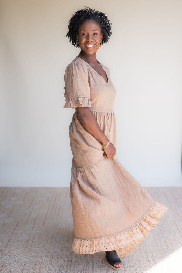 Linen Open Back Maxi Dress - Southern Fuss