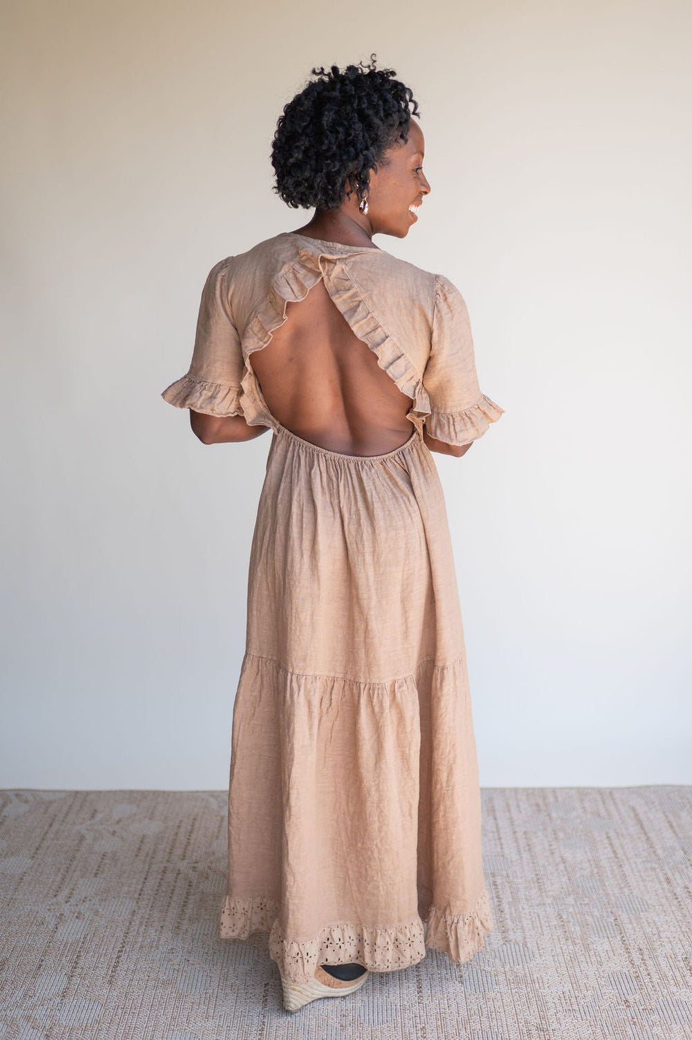Linen Open Back Maxi Dress - Southern Fuss