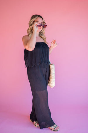Black Cami Pleated Jumpsuit - Southern Fuss