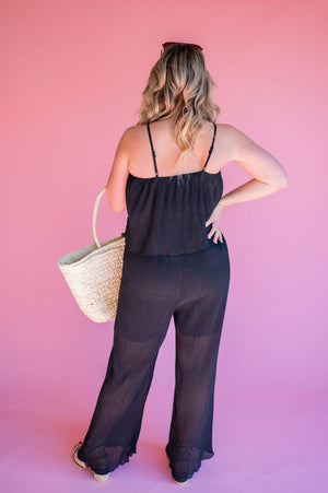 Black Cami Pleated Jumpsuit - Southern Fuss
