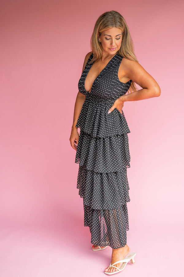 Tiered Polka Dot Maxi Dress
