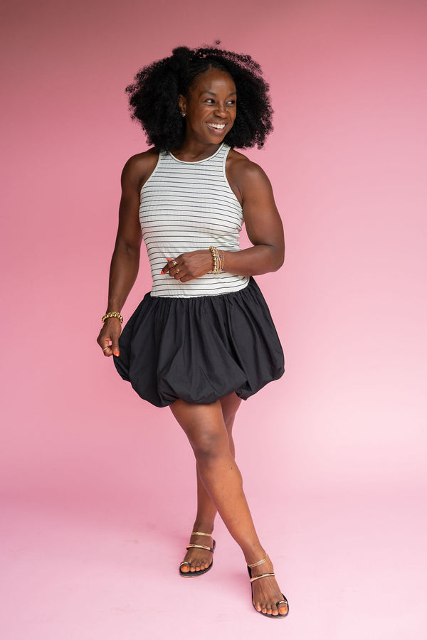 Striped Bubble Mini Dress