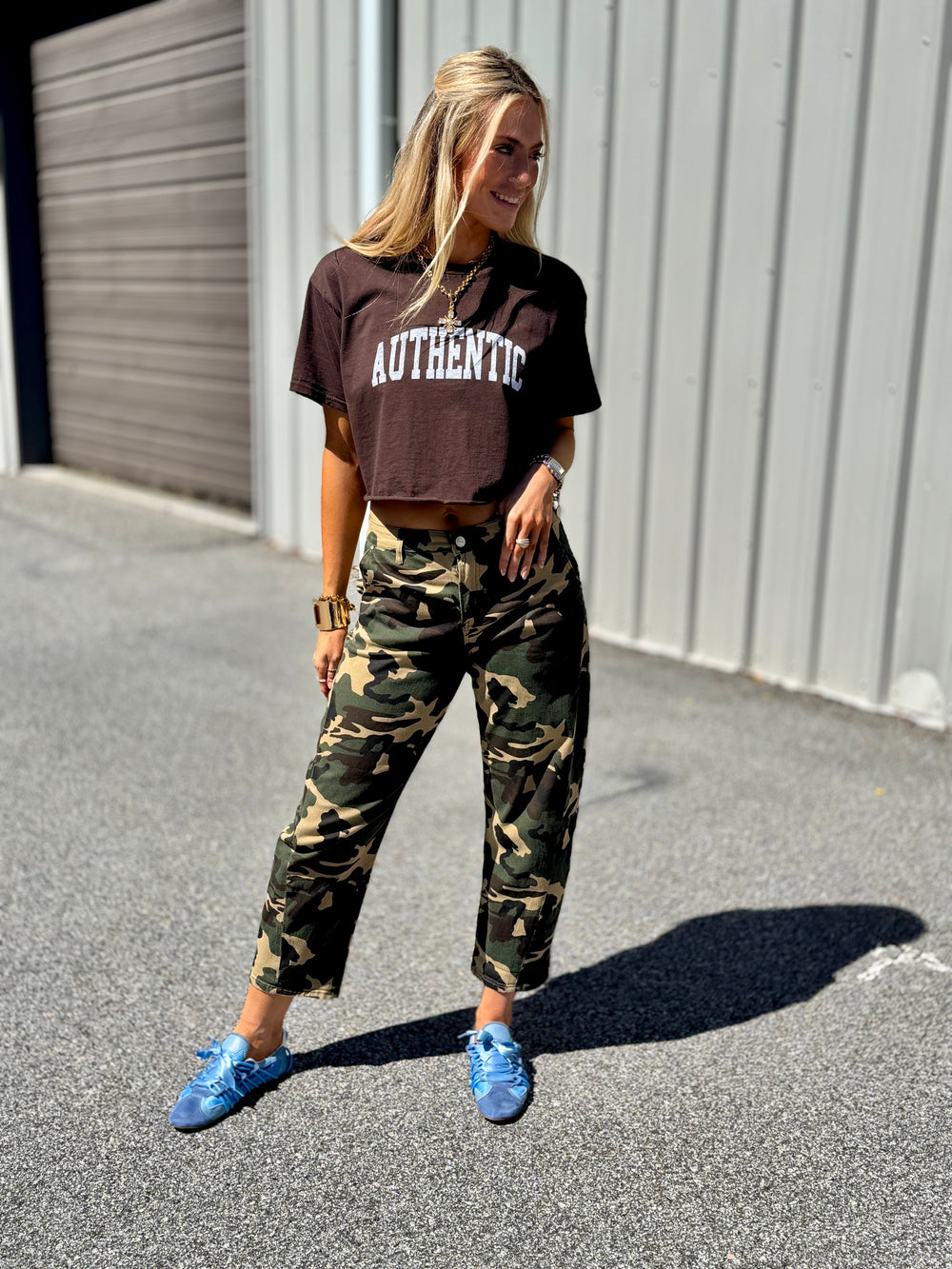 Brown Authentic Crop Tee