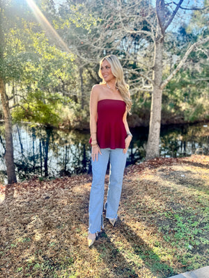 Strapless Cabernet Top