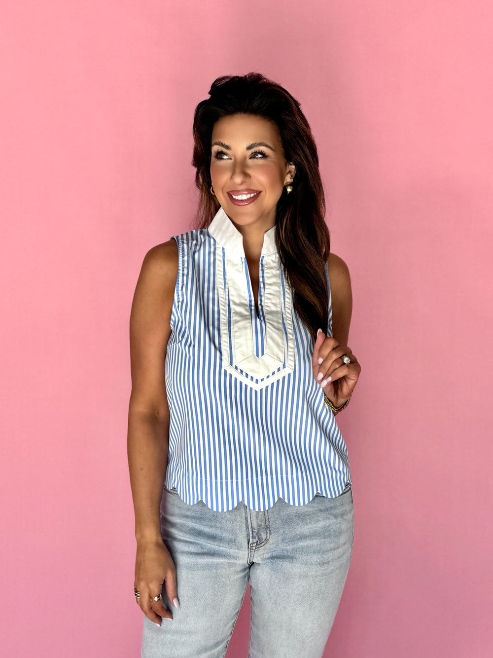 Salem Blue Stripe Top