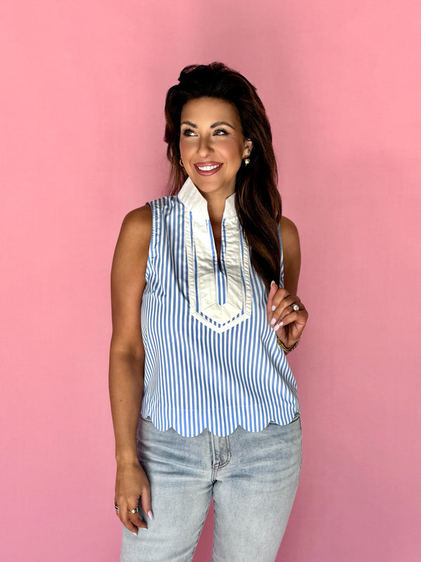 Salem Blue Stripe Top