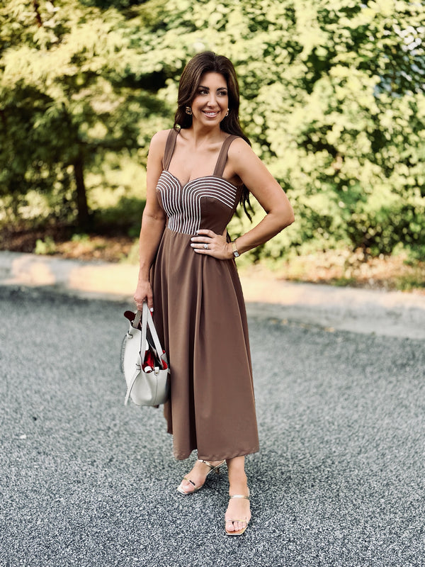 Alden Midi Dress - Brown