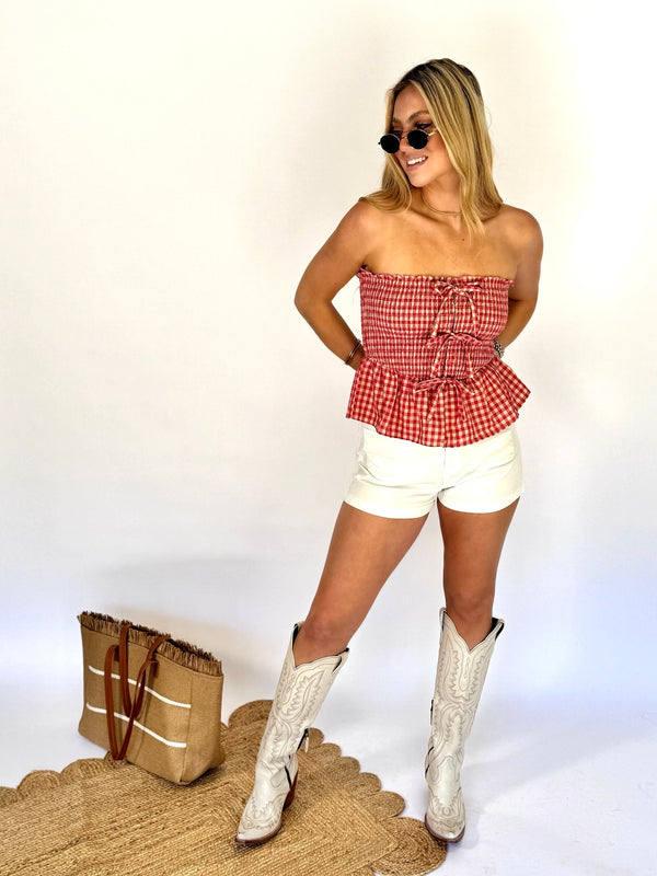 Cherry Vanilla Gingham Tube Top