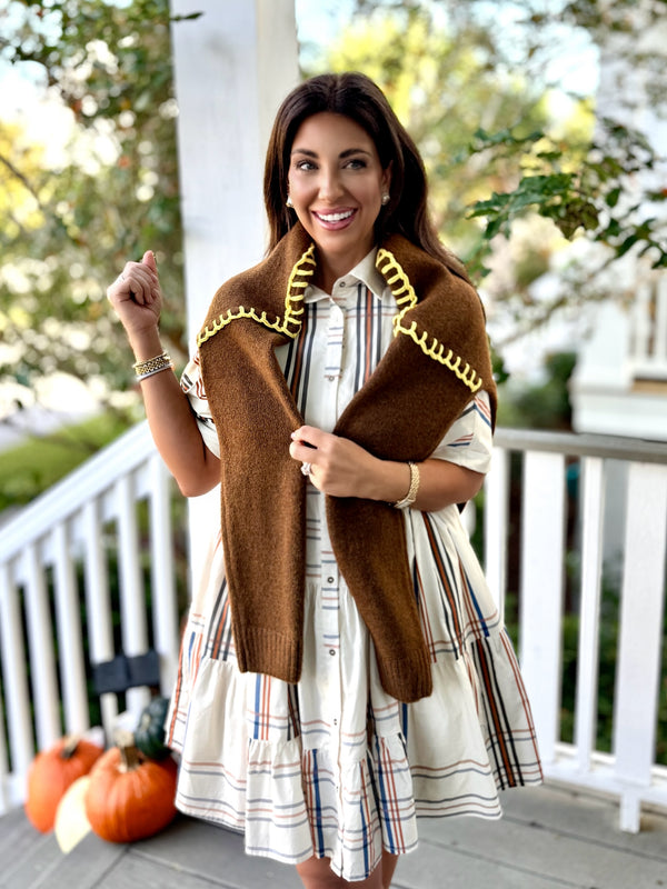 Gather Plaid Mini Shirt Dress