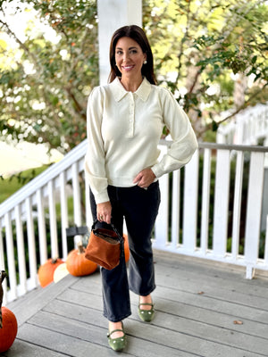 Ivory Collared Knit Top