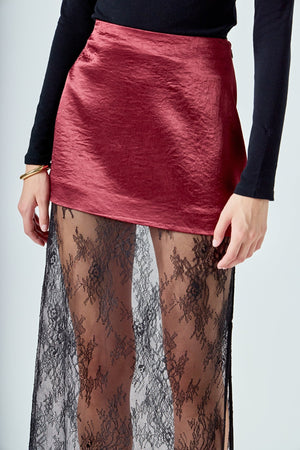 Satin Velvet Maxi Skirt