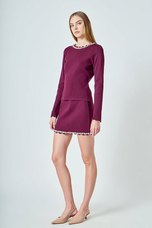 Jeweled Scallop Mini Skirt