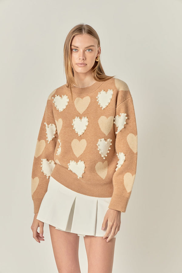 Pearl Detail Heart Icon Sweater