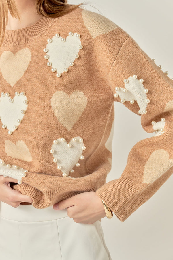 Pearl Detail Heart Icon Sweater