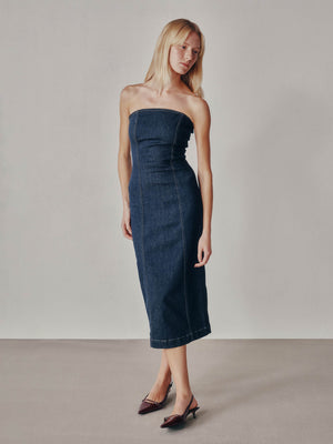 Esme Dress Strapless Midi - Crescent Harbor