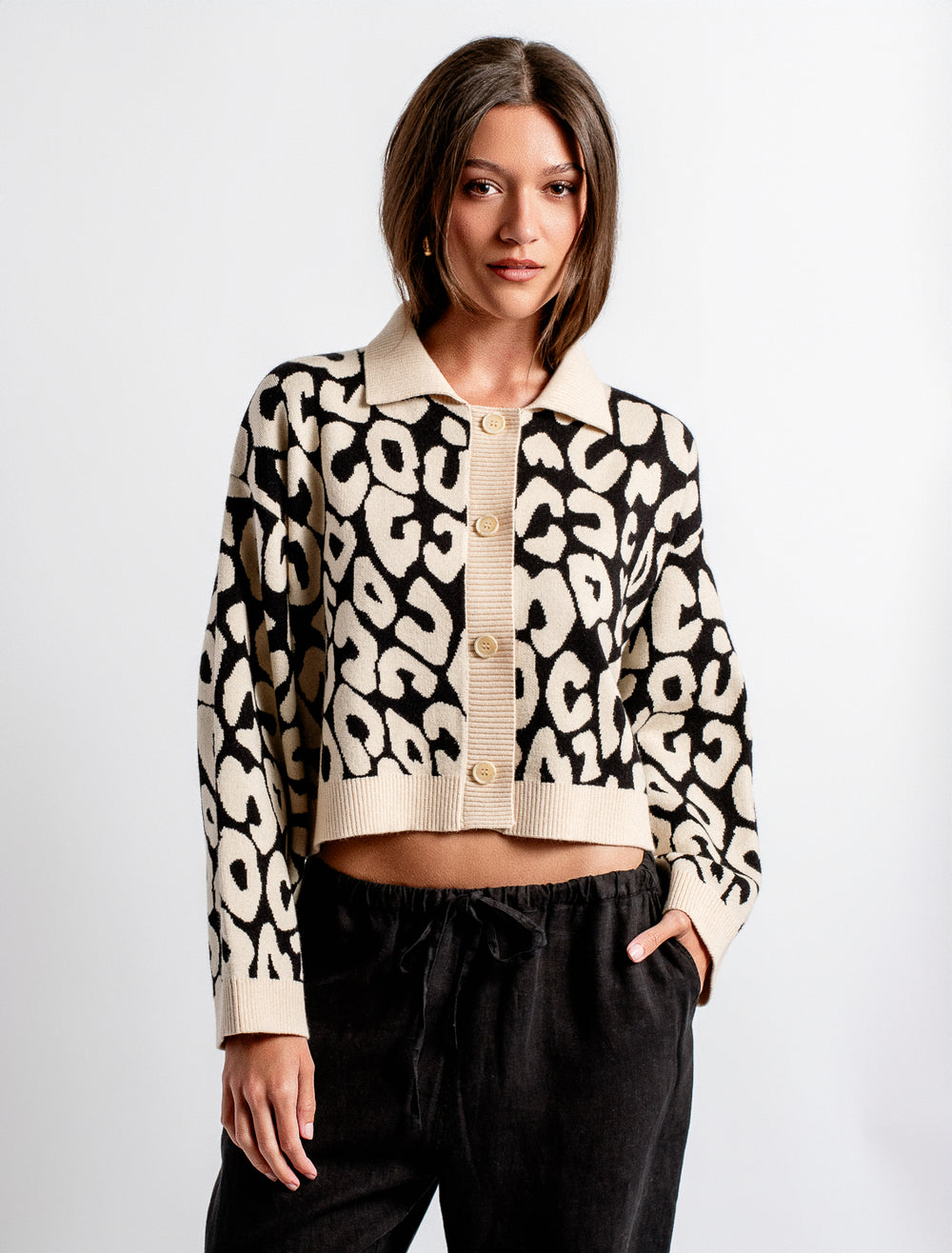 Issa Jacket - Ecru/Black Animal Print