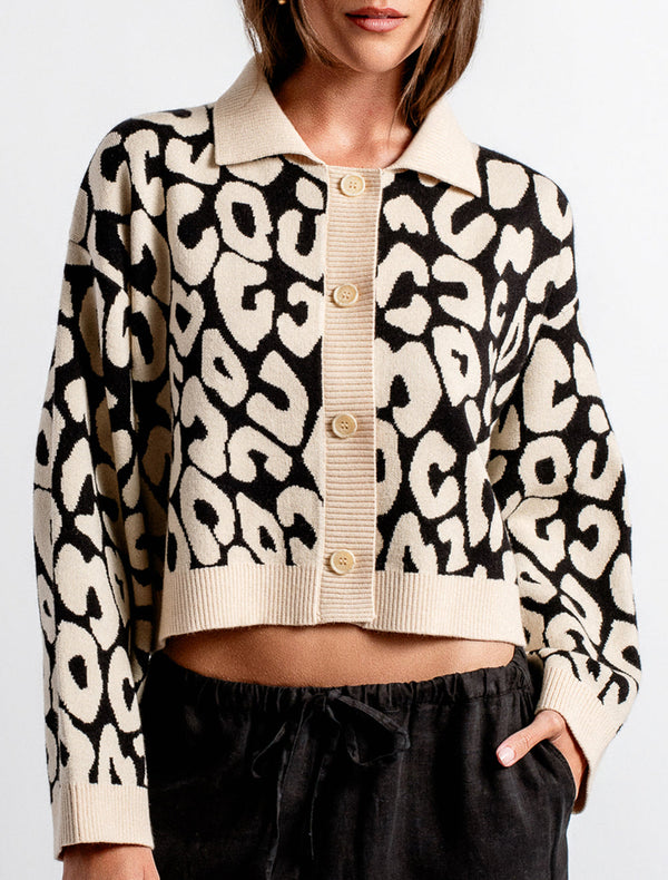 Issa Jacket - Ecru/Black Animal Print