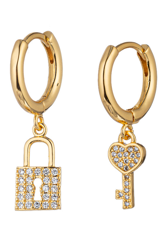 Lock and Key Huggie Earrings