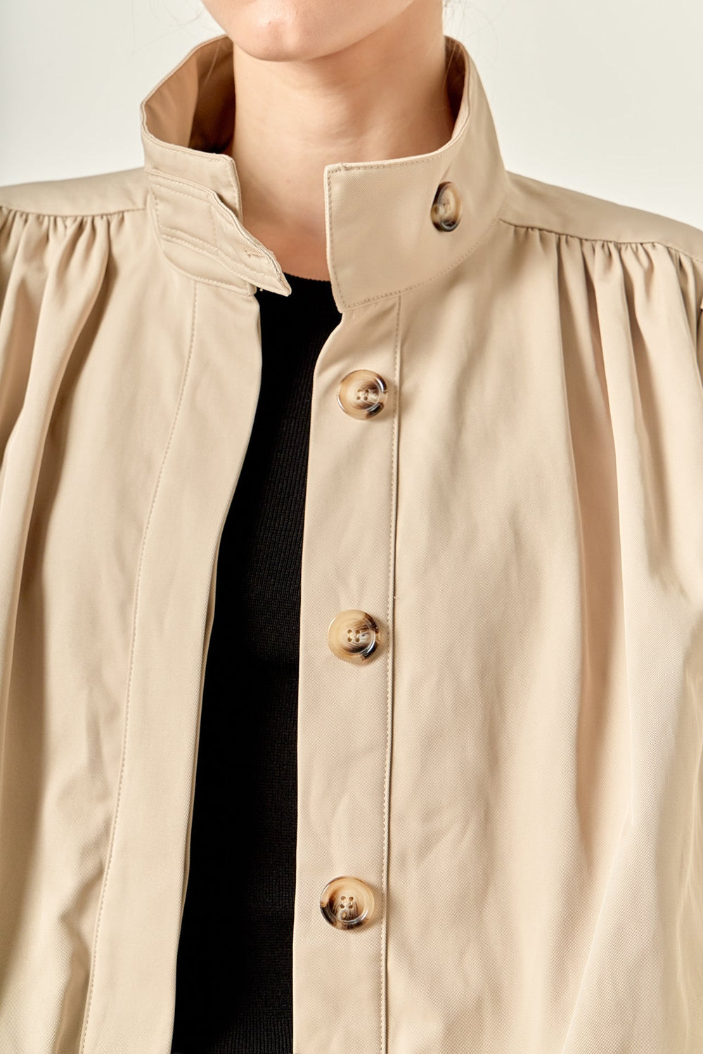 Shirred Short Trench Coat