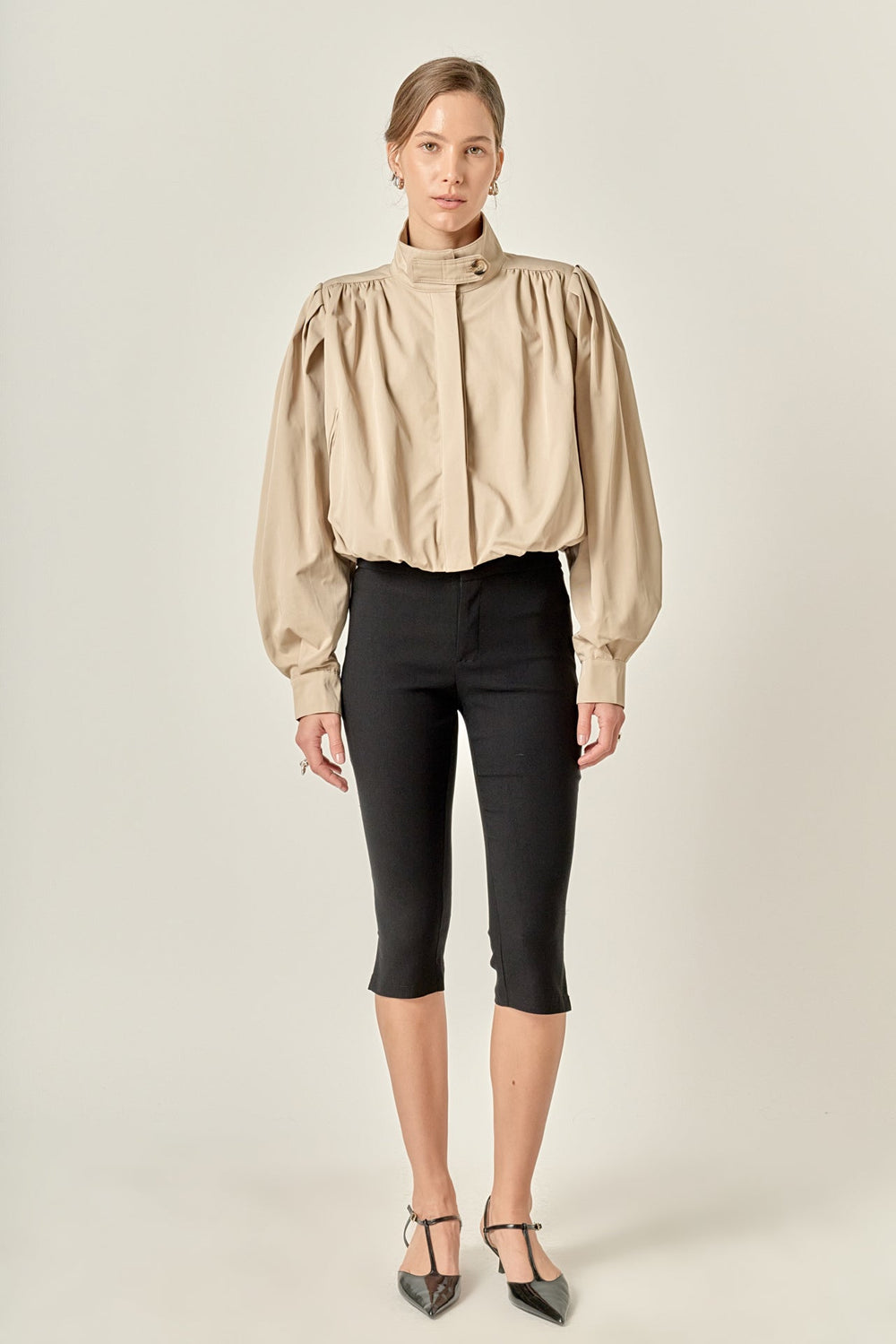 Shirred Short Trench Coat