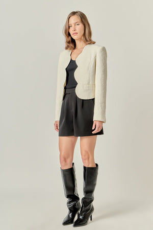 white scallop blazer, holiday blazer, white jacket
