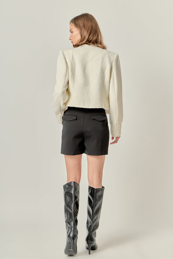white scallop blazer, holiday blazer, white jacket