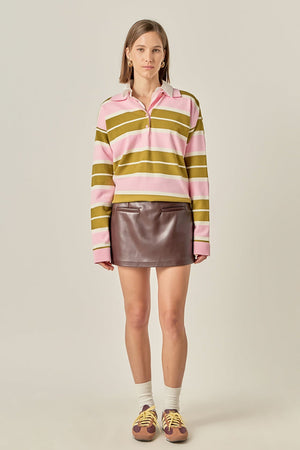 Pink stripe polo shirt