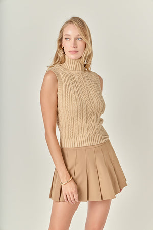 Cable Mock Neck Knit Top