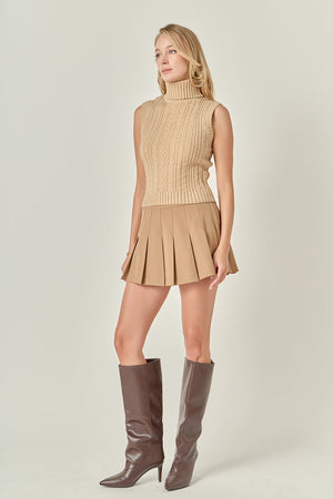 Cable Mock Neck Knit Top