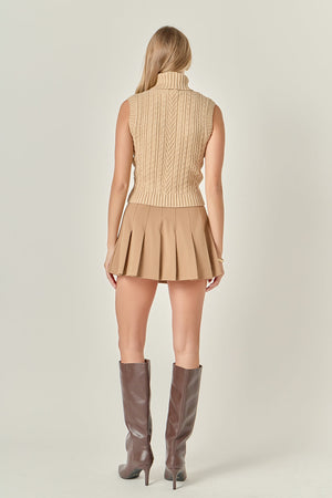 Cable Mock Neck Knit Top