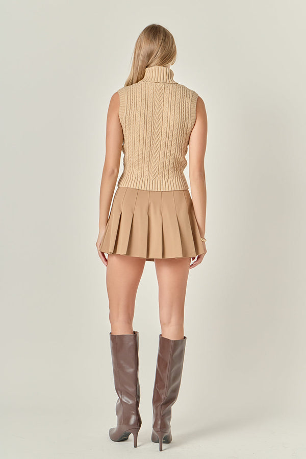 Cable Mock Neck Knit Top