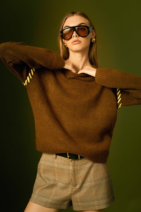 Top Stitch Knit Sweater