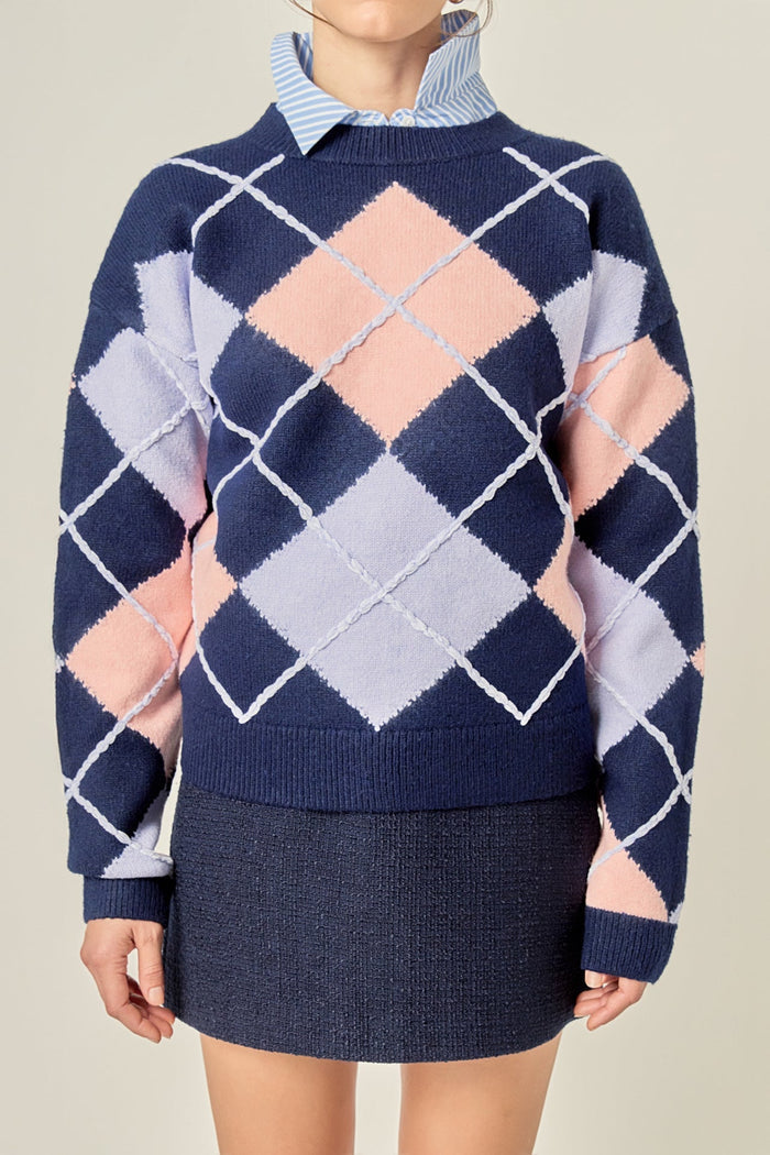Navy Argyle Sweater