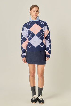 Navy Argyle Sweater