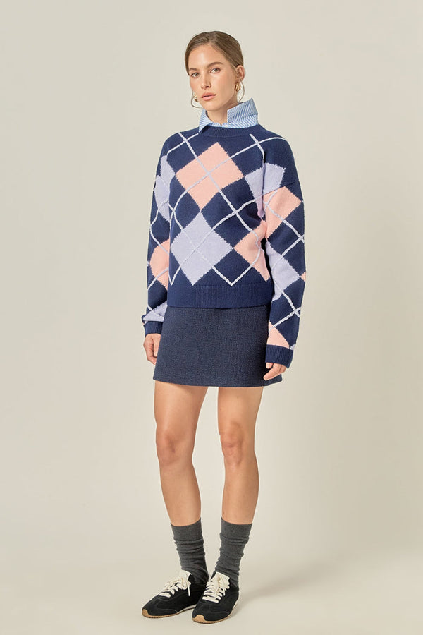 Navy Argyle Sweater