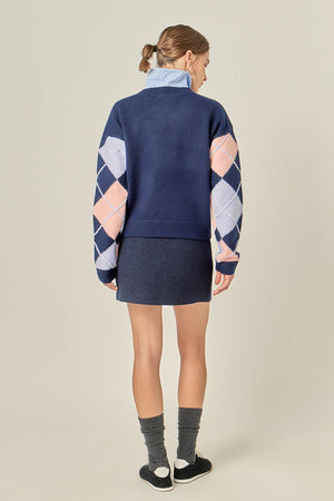 Navy Argyle Sweater