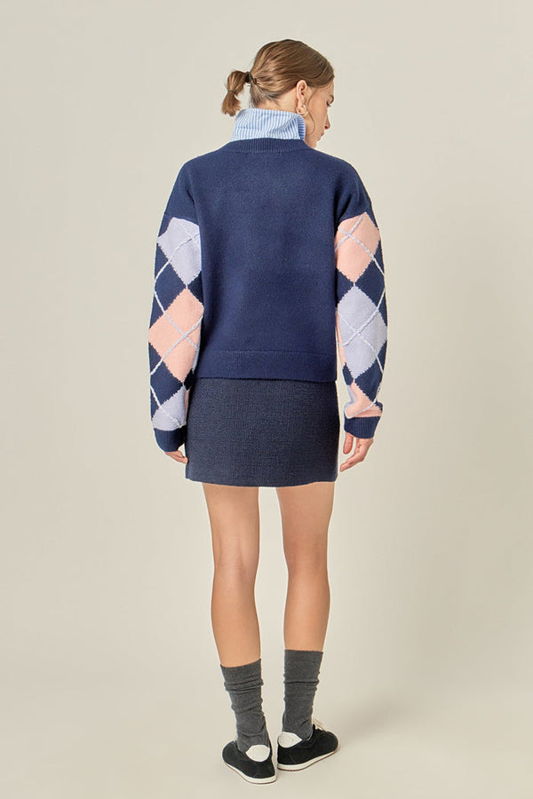 Navy Argyle Sweater