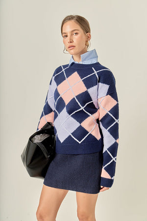 Navy Argyle Sweater
